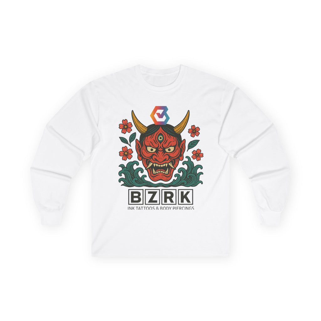 BZRK Unisex Long Sleeve Tee - Stylish Tattoo-Inspired Apparel, Perfect for Festivals, Streetwear, Bonfire Nights, and Everyday Wear