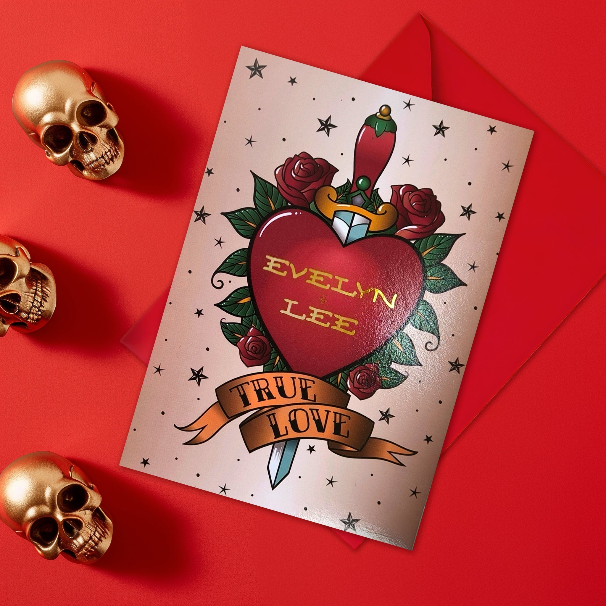 Personalised Tattoo Flash Couples' Card