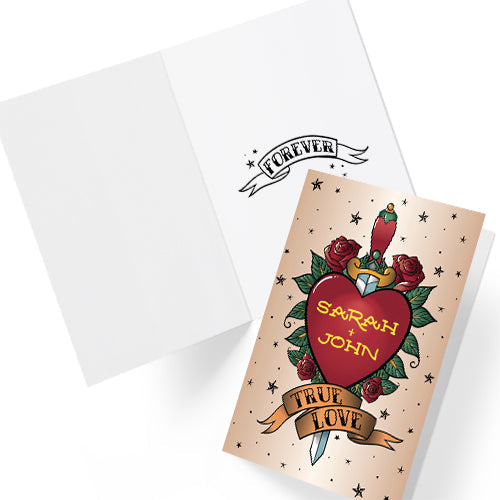 Personalised Tattoo Flash Couples' Card