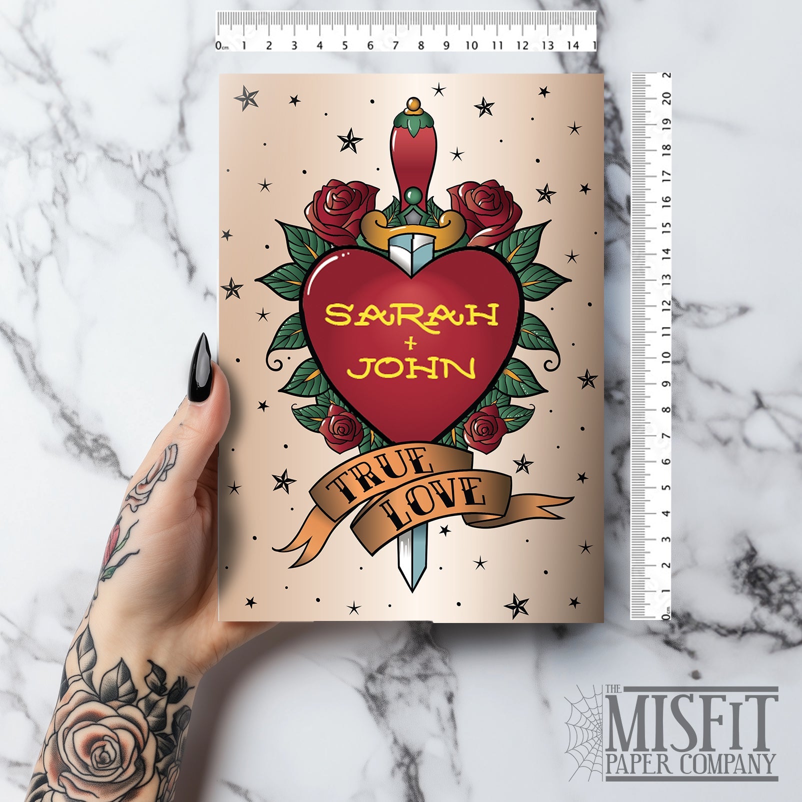 Personalised Tattoo Flash Couples' Card