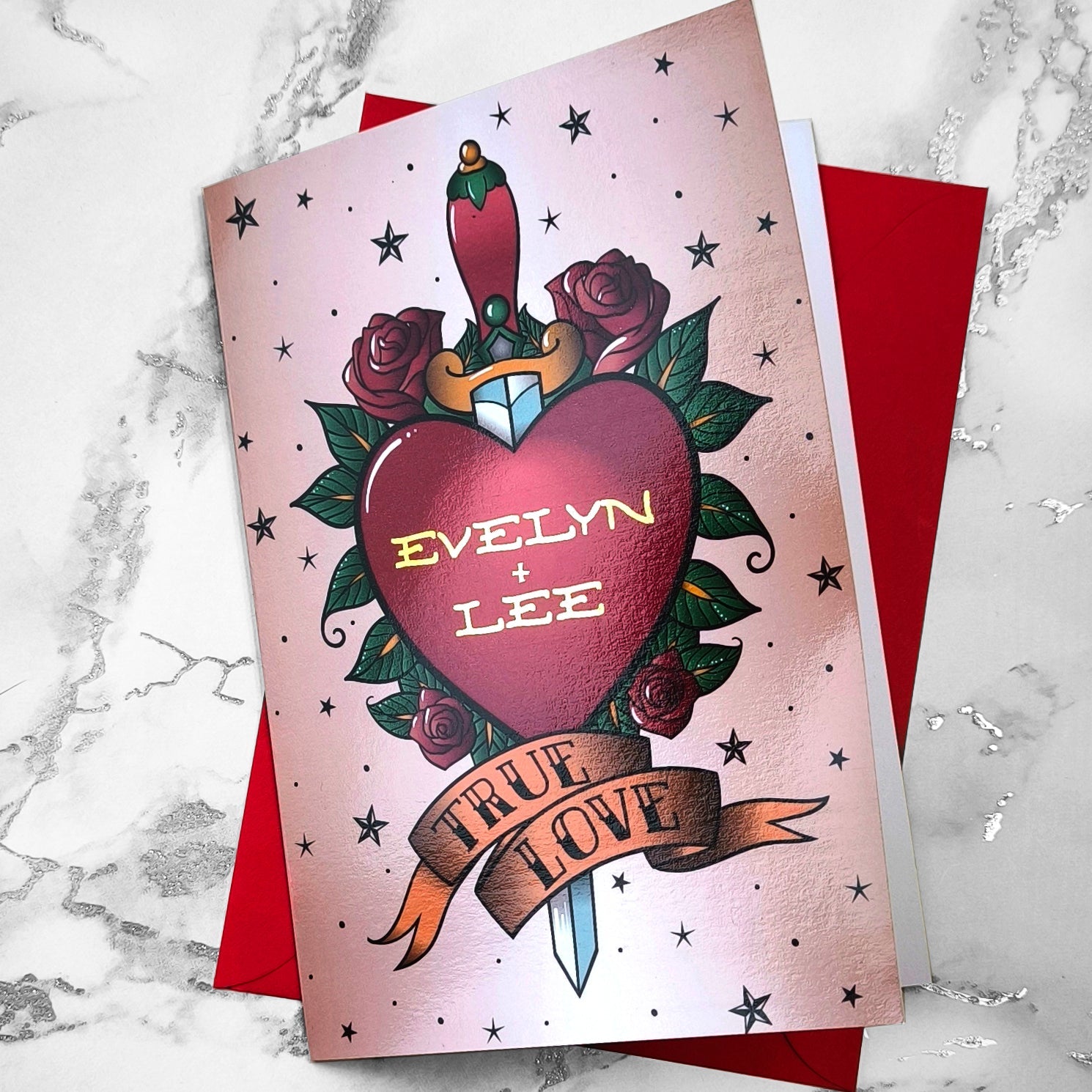 Personalised Tattoo Flash Couples' Card